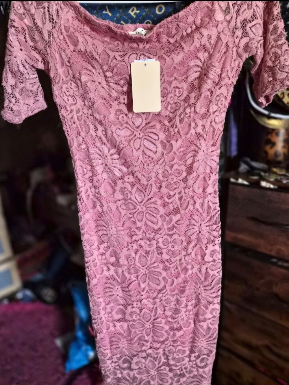 Women's Pink Lace Floral Dress